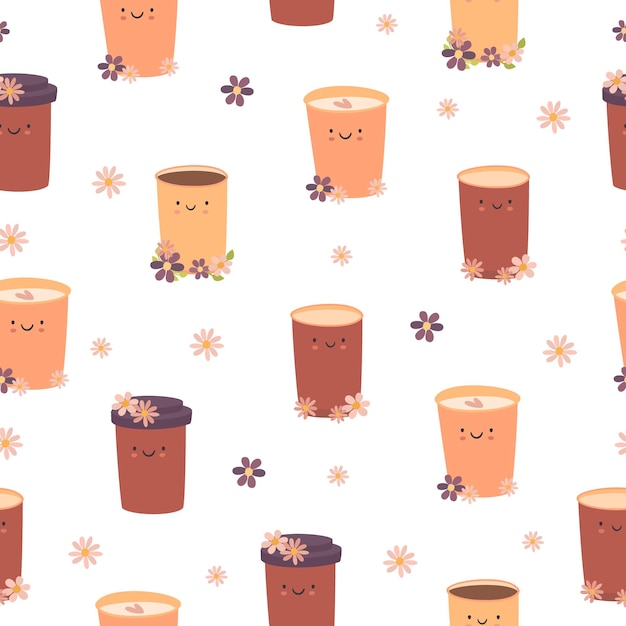 Seamless pattern cute coffee