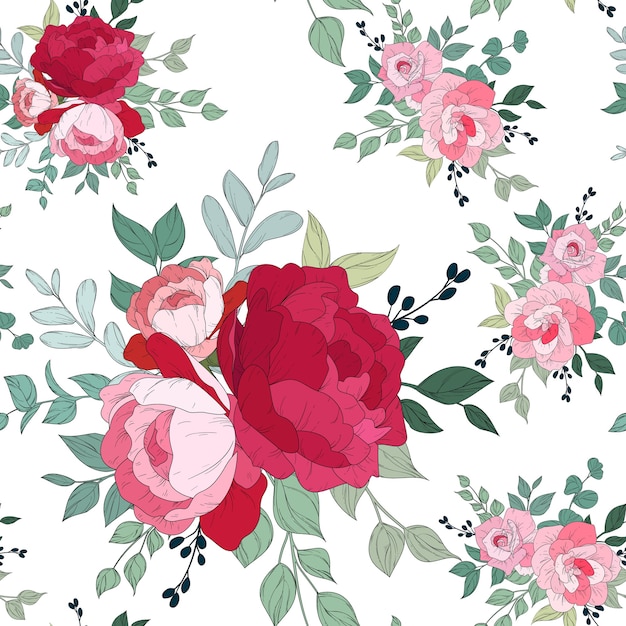 Seamless pattern design with beautiful floral