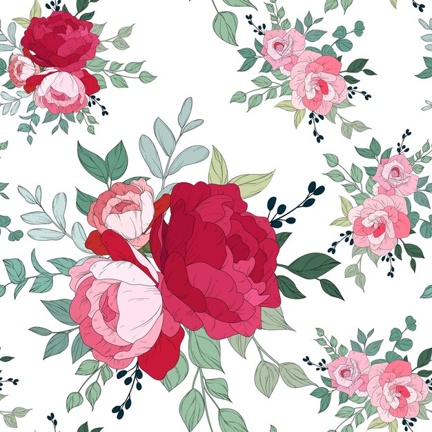 Seamless pattern design with beautiful floral