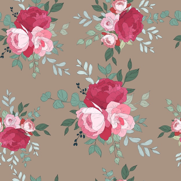 Free vector seamless pattern design with beautiful floral