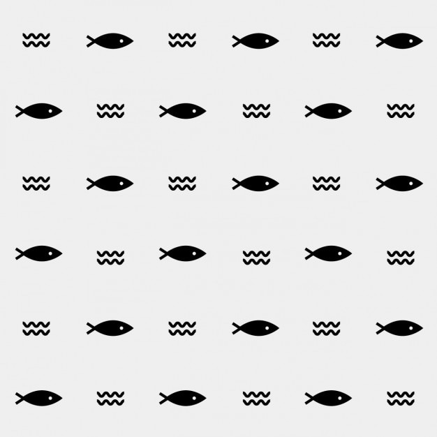 Free vector seamless pattern of fishes and waves