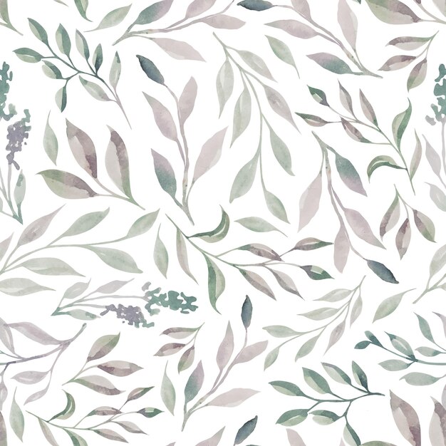 원활한 패턴 꽃 녹지 나뭇잎 수채화