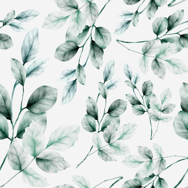 Free vector seamless pattern floral with elegant watercolor leaf