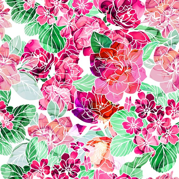 ピンクの花柄の壁紙 無料のベクター