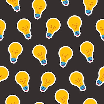 Seamless pattern in the form of light bulb stickers