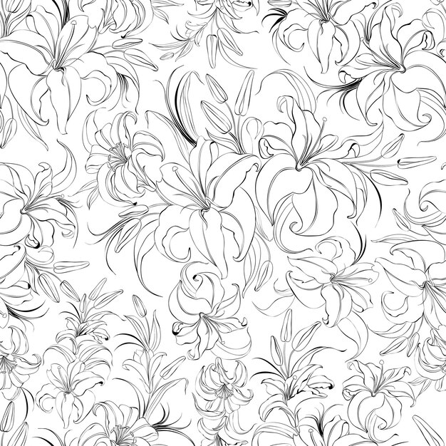 Seamless pattern from flowers of lilies on white