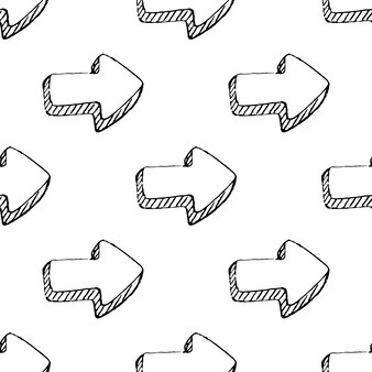 Seamless pattern handdrawn arrow doodle icon. hand drawn black sketch. sign symbol. decoration element. white background. isolated. flat design. vector illustration.