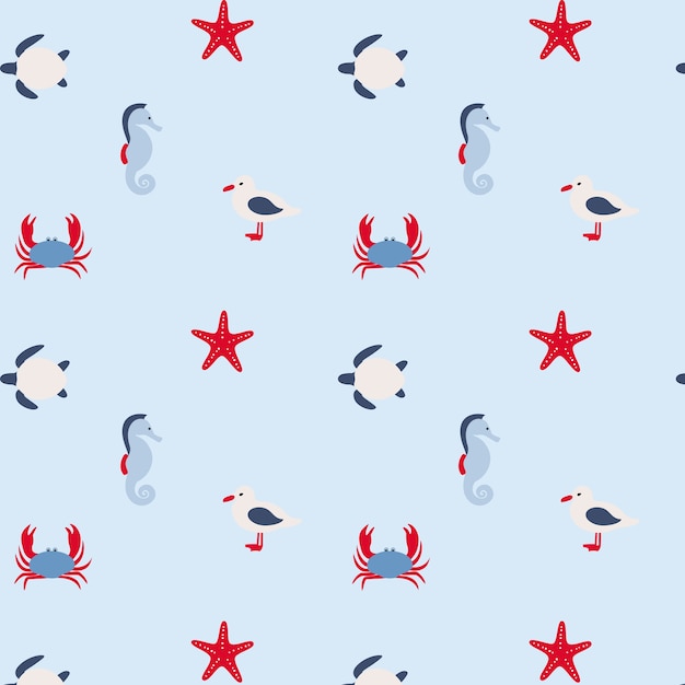 Seamless pattern in marine style