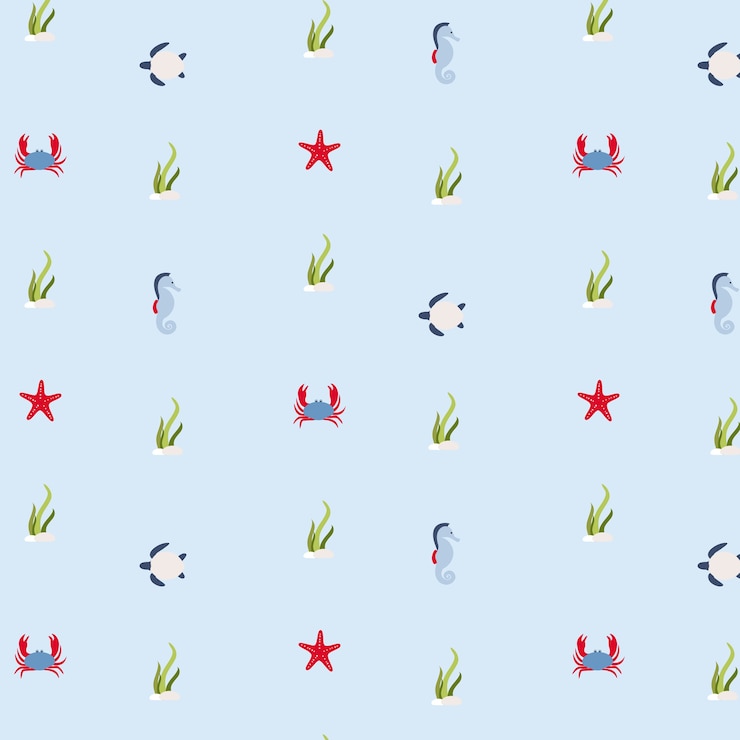 Free Vector seamless pattern in marine style