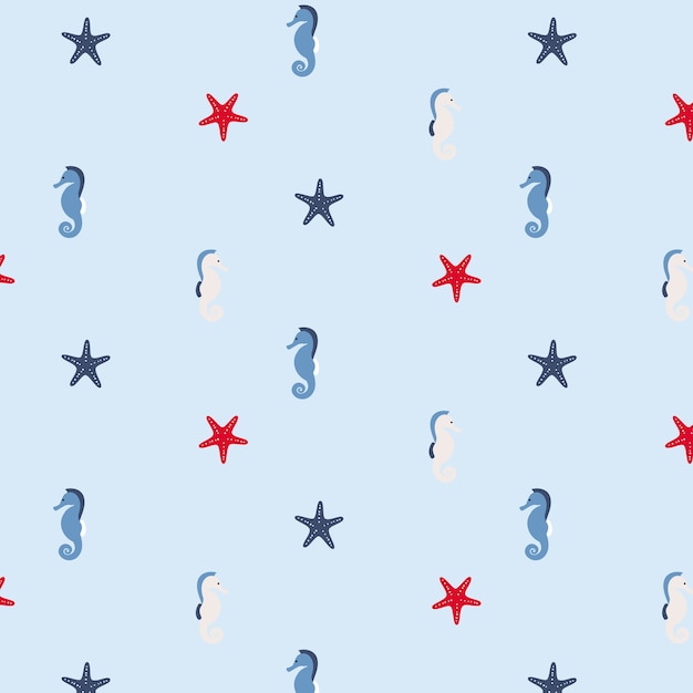 Seamless pattern in marine style