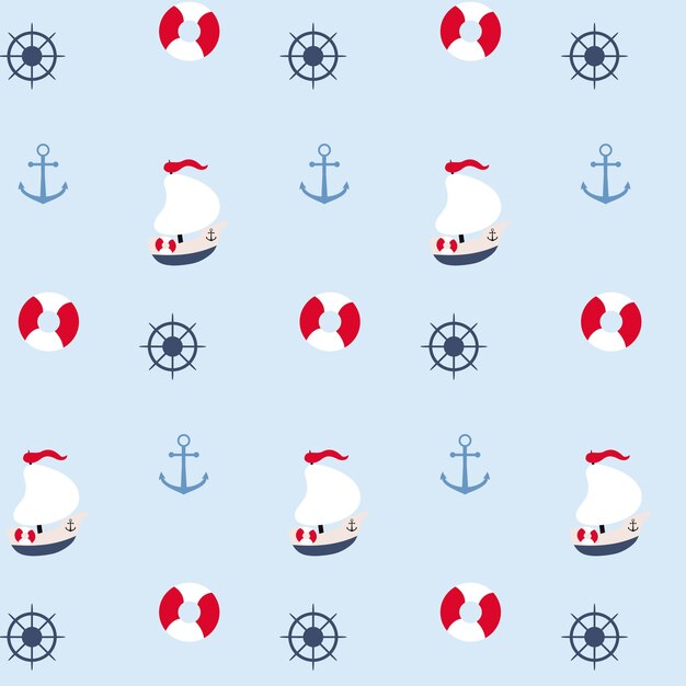 Seamless pattern in marine style