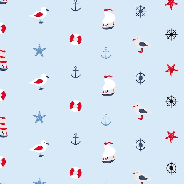 Seamless pattern in marine style