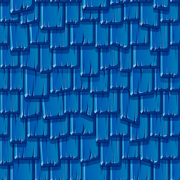 Seamless pattern of the old wooden blue roof. Textured background of a beaten vintage roof.
