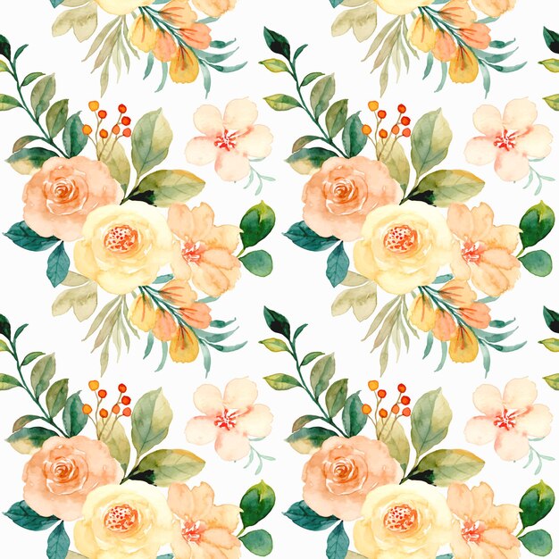 Seamless pattern of rose flower watercolor