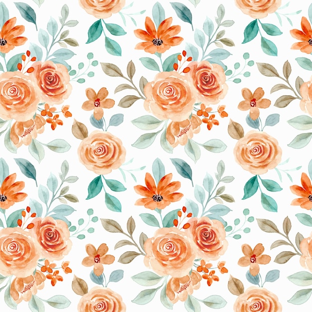 水彩とバラの花のシームレスなパターン