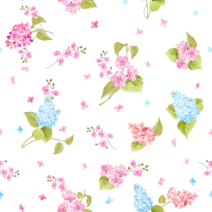 Free Vector seamless pattern of syringa flowers.