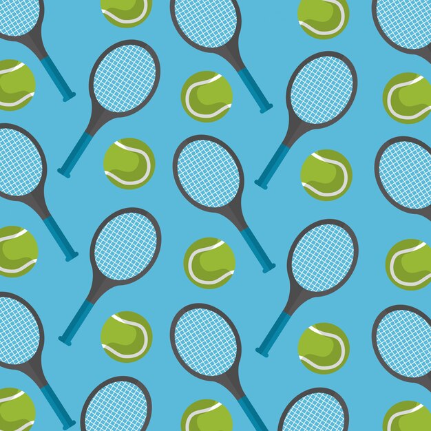 Seamless pattern tennis ball and racket