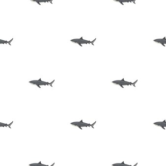 원활한 패턴 타이거 상어 흰색 배경에 고립입니다. 어떤 목적을 위해 바다 물고기의 회색 질감.