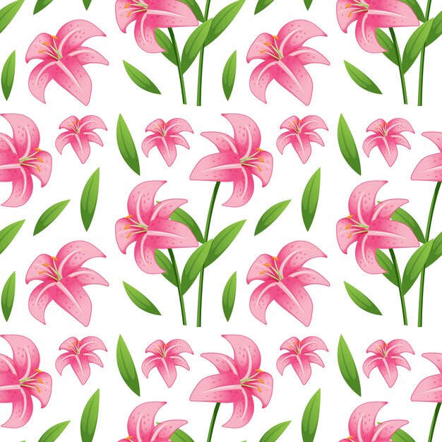 Seamless pattern tile cartoon with lilly flower