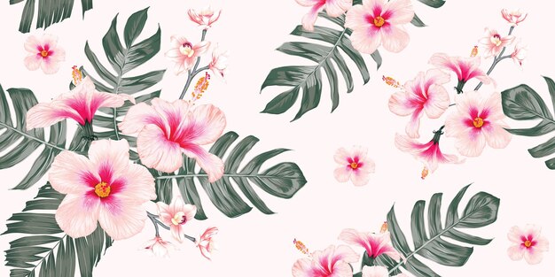 ピンクの花柄の壁紙 無料のベクター