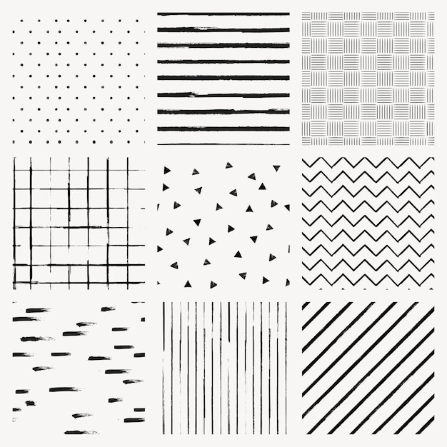 Free vector seamless pattern vector of ink brush textured background set