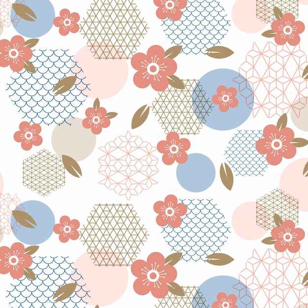 Free vector seamless pattern vintage geometric plum blossom