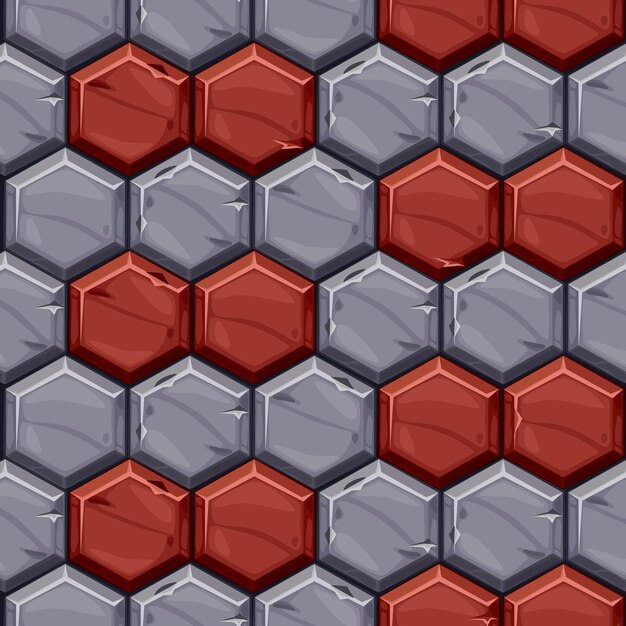 Seamless pattern of vintage stone hexagonal tiles.