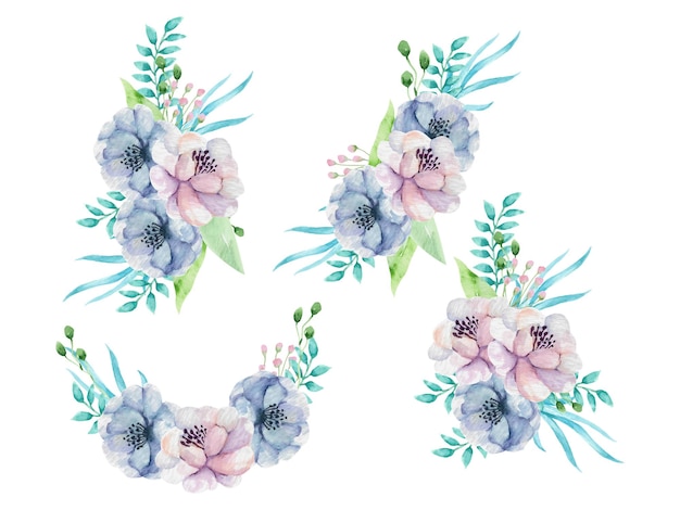 Free vector seamless pattern of watercolor flowers arrangement