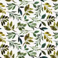 Free vector seamless pattern of watercolor green leaves on dark background