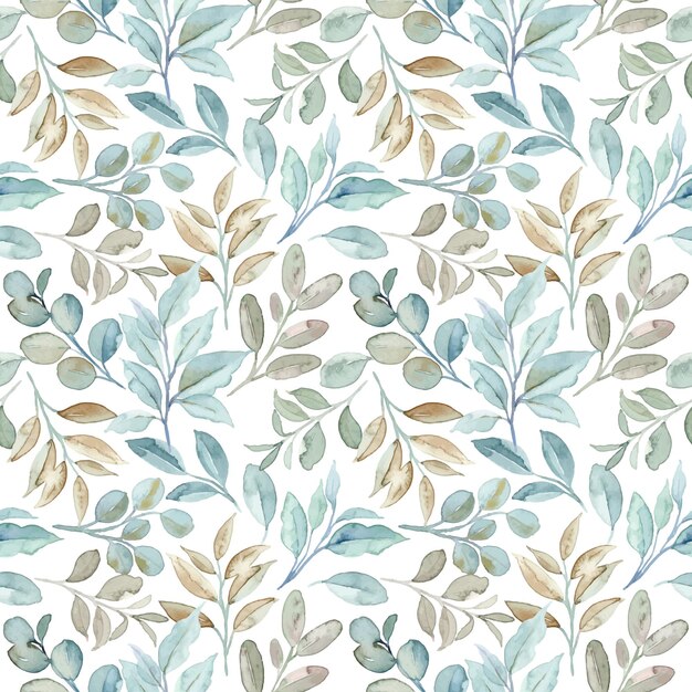 Seamless pattern of watercolor leaves