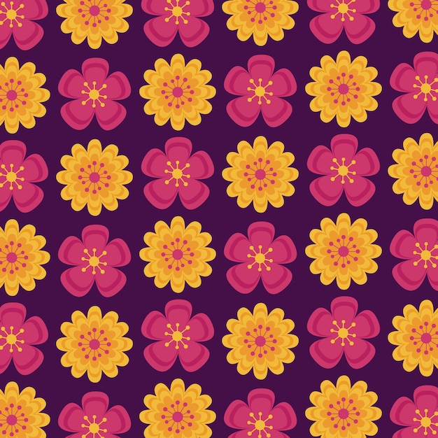 Free vector seamless pattern with autumn indian flowers