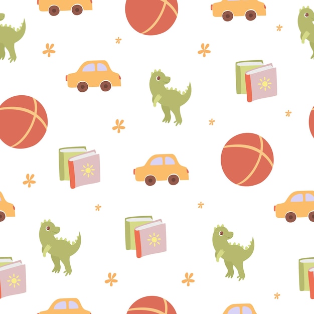 Seamless pattern with baby toys