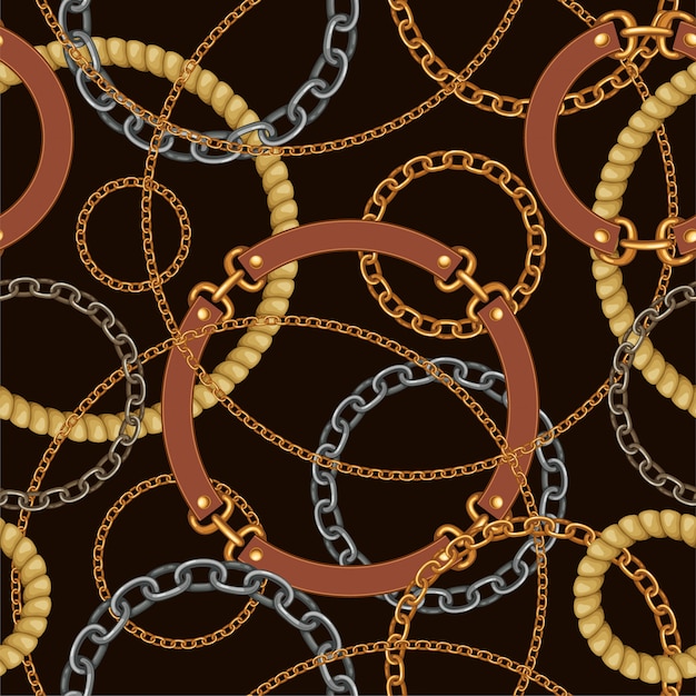 Seamless pattern with belts and chains