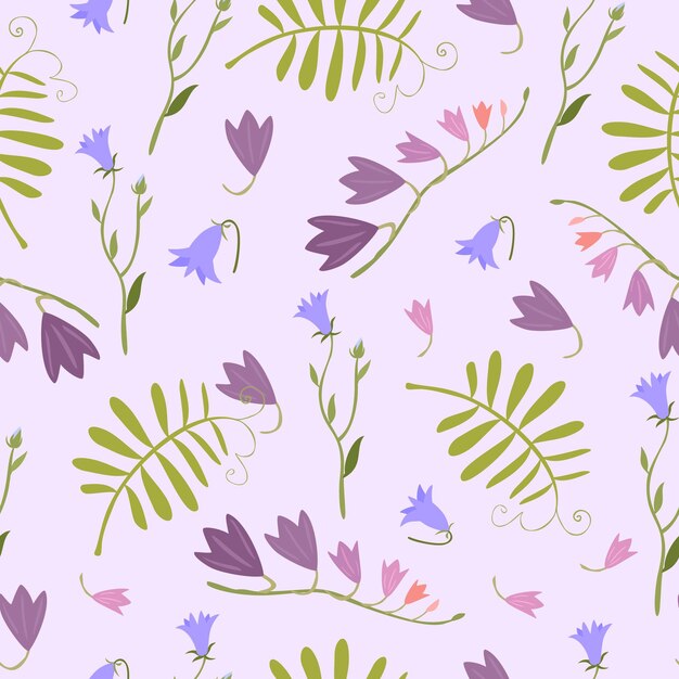 Seamless pattern with bluebell flowers