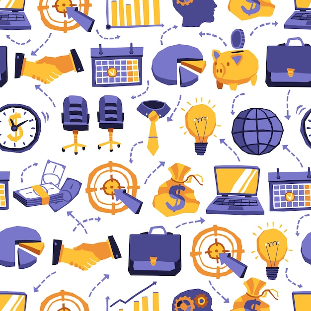 Free vector seamless pattern with business elements