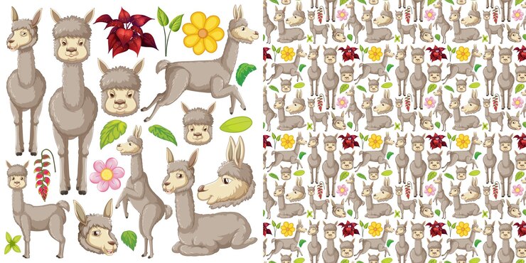 Free Vector seamless pattern with cartoon wild animals