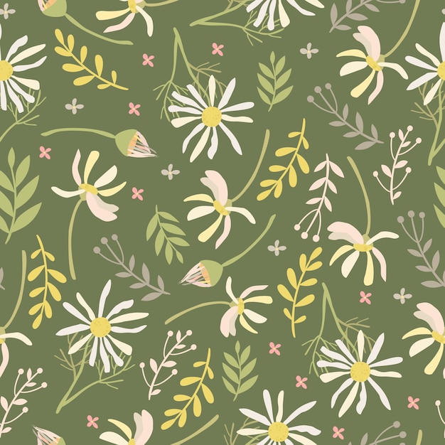 Seamless pattern with chamomile