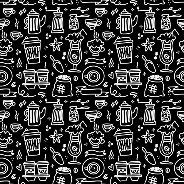黒板に手書 きのコーヒーカップ 無料のベクター