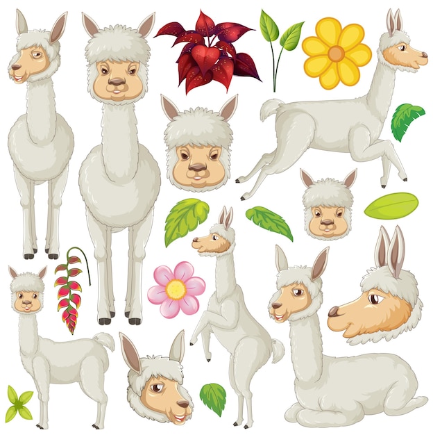 Seamless pattern with cute alpacas