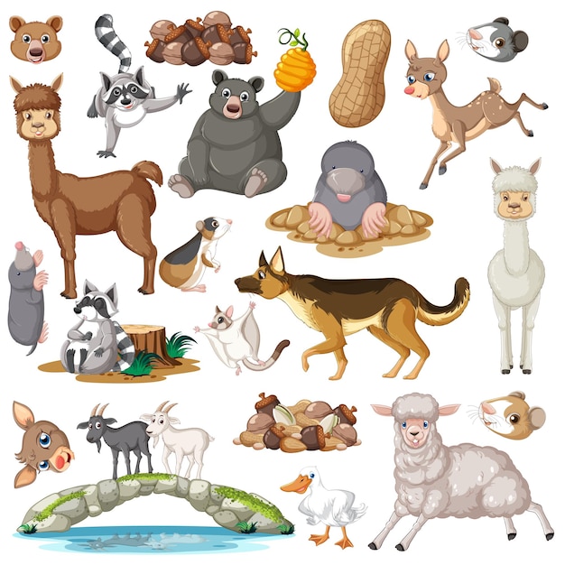 Free vector seamless pattern with cute animals