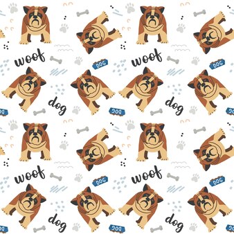 Seamless pattern with cute pet dogs