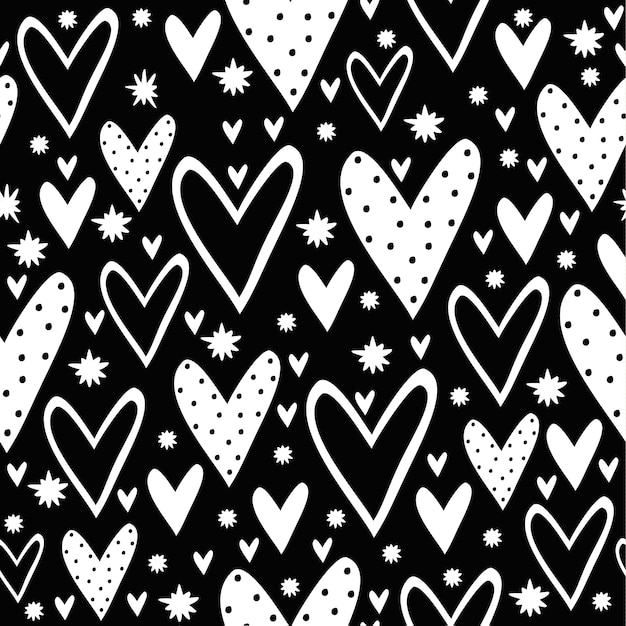 Free vector seamless pattern with flowers and hearts