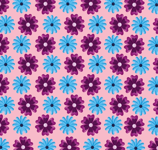 Free vector seamless pattern with flowers leaves natural