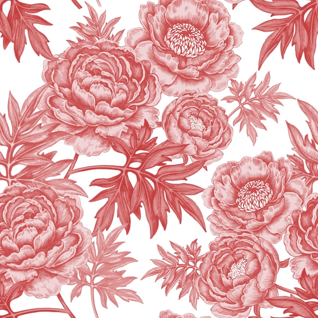 Seamless pattern with flowers roses  peonies.