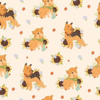 Seamless pattern with funny dogs
