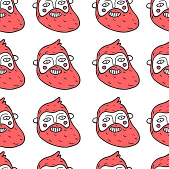 A seamless pattern with a funny human head