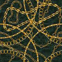 Бесплатное векторное изображение Безшовная картина с золотыми цепями винтажными ювелирными изделиями. золотой аксессуар для моды art design. декоративный модный.