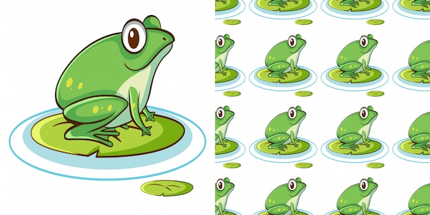 수련에 녹색 개구리와 완벽 한 패턴