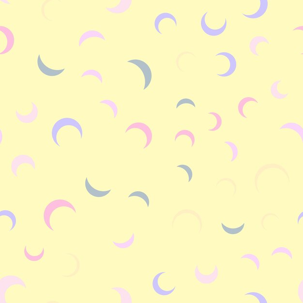 Free vector seamless pattern with half moon crescents on pastel color background