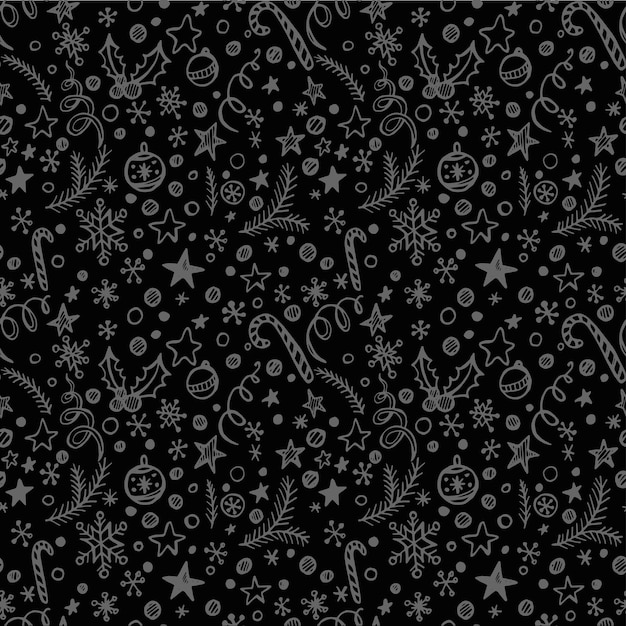 Seamless pattern with hand-drawn chalk christmas illustration EPS10
